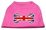 Bone Shaped United Kingdom (Union Jack) Flag Screen Print Shirts Bright Pink L (14)