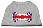 Bone Shaped United Kingdom (Union Jack) Flag Screen Print Shirts Grey L (14)
