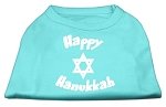 Happy Hanukkah Screen Print Shirt Aqua Lg (14)