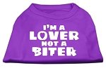 I'm a Lover not a Biter Screen Printed Dog Shirt   Purple Lg (14)