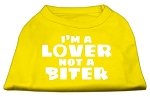 I'm a Lover not a Biter Screen Printed Dog Shirt Yellow Med (12)