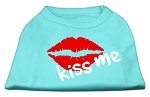 Kiss Me Screen Print Shirt Aqua Lg (14)