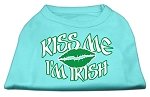 Kiss Me I'm Irish Screen Print Shirt Aqua Lg (14)