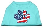 Patriotic Paw Screen Print Shirts Aqua L (14)