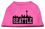 Seattle Skyline Screen Print Shirt Bright Pink Lg (14)